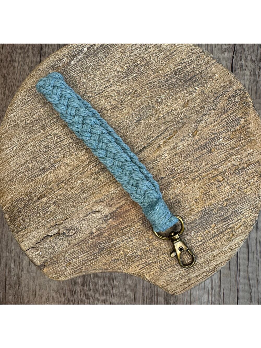 Aqua Blue Wristlet Purse Strap Macrame Blue Keychain Macrame Clutch Key Boho